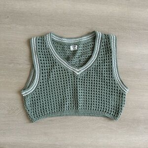 Cotton On Green Knit Cropped Sweater Vest